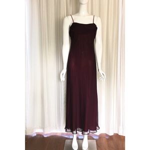 Burgundy tulle spaghetti strap night gown.